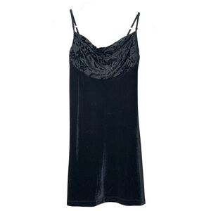 Vintage Rampage Y2K Black Velvet Burnout Slip Dress Size M Sexy Whimsigoth Fairy